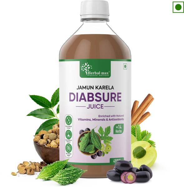 Herbal max Diabsure Juice Helps Manage Blood Sugar | Karela, Jamun & Natural Herbs