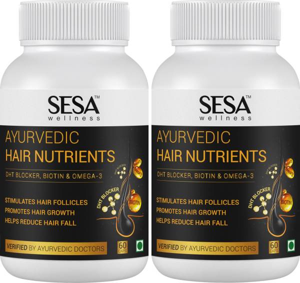 SESA Ayurvedic Hair Nutrients - Plant based DHT Blocker, Biotin & Omega ...