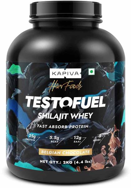 Kapiva Testofuel Shilajit Whey Protein | 25g Protein Per Scoop (2Kg Chocolate)