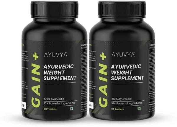 Ayuvya Ayurvedic Gain+ Weight Gain Supplement - 90 Tablets Each Pack Of 2