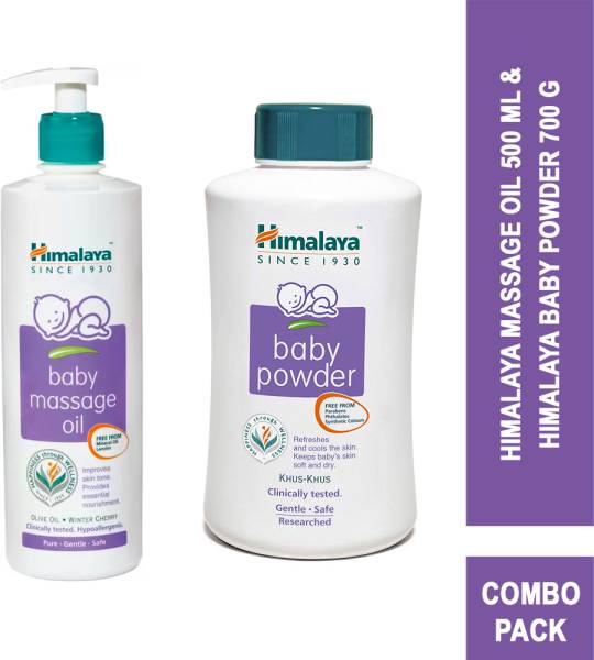 HIMALAYA BABY MASSAGE OIL 500ml+BABY POWDER 700G Bundle pack