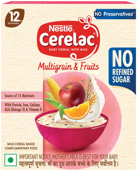 Cerelac Multigrain & Fruits Baby Food Cereal with No Refined Sugar & No Preservatives Cereal