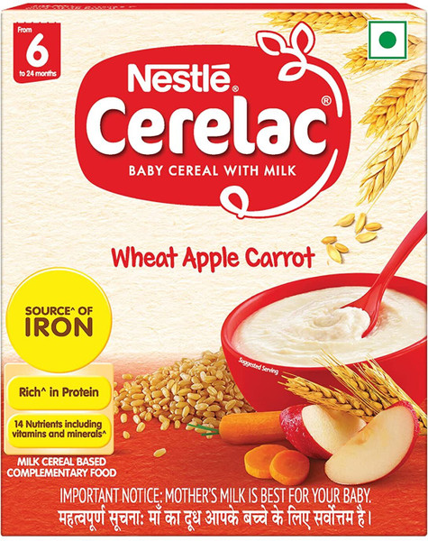 Nestle Cerelac Wheat Apple Carrot Cereal From 6 to 24 Months Cereal