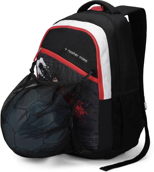 NASHER MILES Football Strike Backpack|3 compartment/Casual/Ball Net /College|Black,45L 45 L Backpack