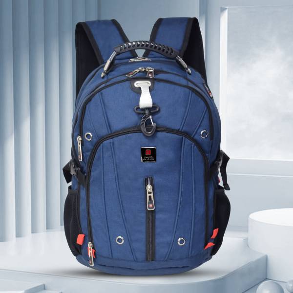 SWISS MILITARY LUXURY Navy Blue Laptop Backpack with USB Charging/Aux Port, 32 Liter, LBP104 32 L Laptop Backpack