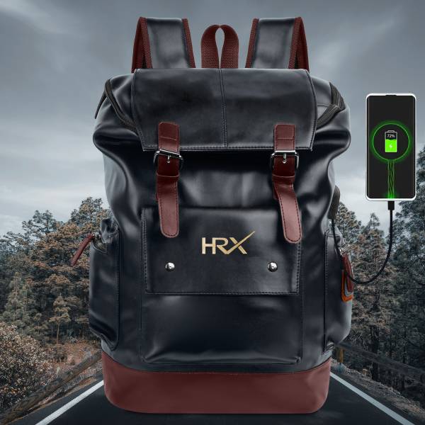 HRX by Hrithik Roshan Brown Leatherette Anti Theft Casual Laptop Backpack witH USB PORT 35 L Laptop Backpack