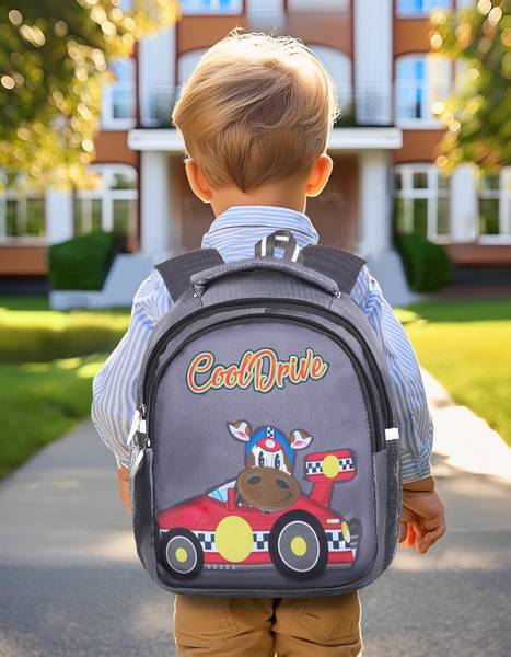 Leather Land Car print bag for Class nursery,UKG,LKG,1st standard 21 L Backpack