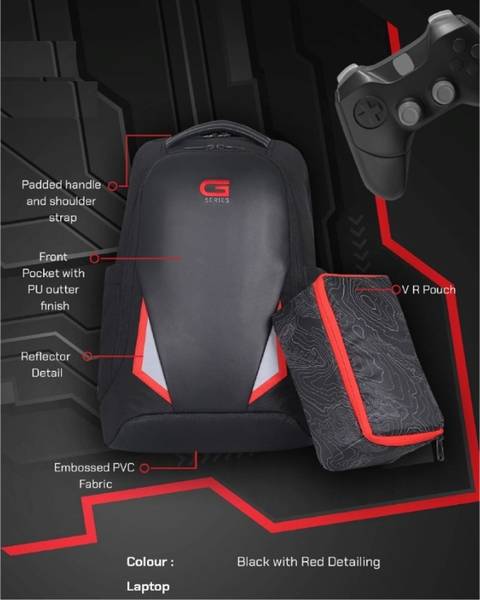 DELL G Series Black Backpack with Red Detailing 25 L Laptop Backpack