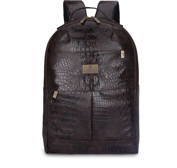 The CLOWNFISH Cybershield 15.5 ltr Faux Leather Crocodile 14 in Laptop Backpack (Dark Brown) 15.5 L Laptop Backpack