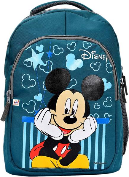 DISNEY Mickey School Bag for Kids|3 Compartments School Bag|Green Waterproof School Bag
