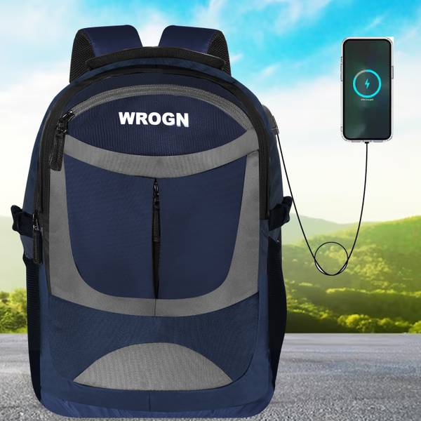 WROGN Large 40L Laptop Backpack ASHER Unisex Backpack with USB Port and Rain Cover 40 L Laptop Backpack