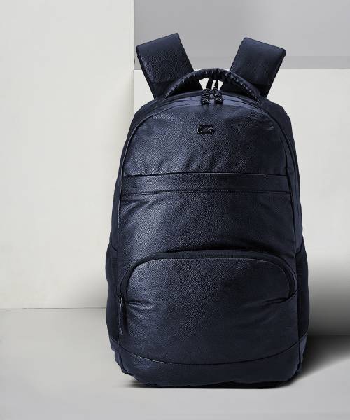 Medium 28 L Laptop Backpack VINTAGE2 ANTI THEFT FAUX LEATHER  (Black)