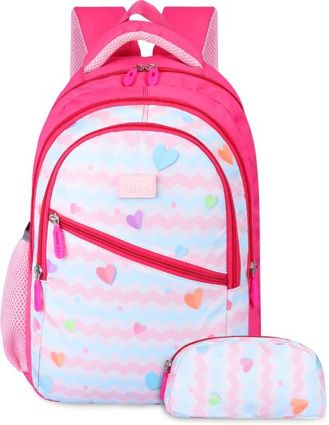 The CLOWNFISH Brainbox 30 L School Backpack with Staionery Pouch Boys & Girls (Pink) 30 L Backpack