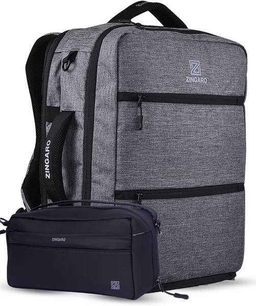 Zingaro Combo Grey Large 40L Laptop Bag For Men Women With Tech Organizer Pouch 50 L Trolley Laptop Backpack