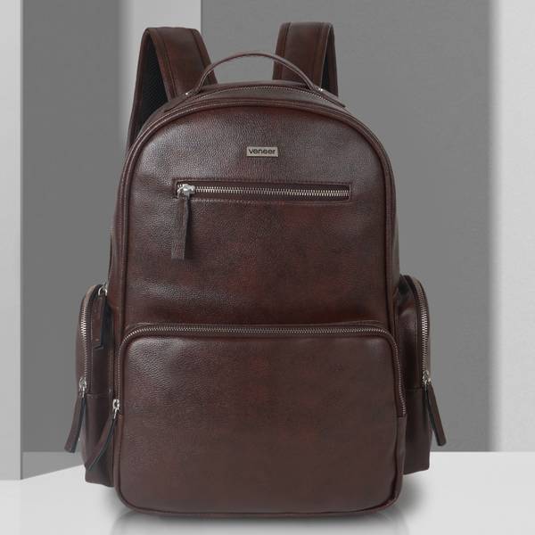Veneer Casual Vegan Leather Travel Office College Daytrip YKK Zippers Unisex Backpack 45 L Laptop Backpack