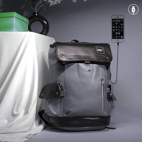 HRX by Hrithik Roshan Stylish 15.6" Laptop Bag, Premium Leather, Waterproof, Backpack With USB 35 L Laptop Backpack