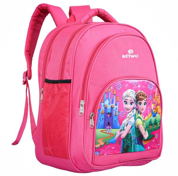 Netwiz Waterproof School Bag for Girl 3D Character (LKG/UKG/1st Class) Waterproof School Bag