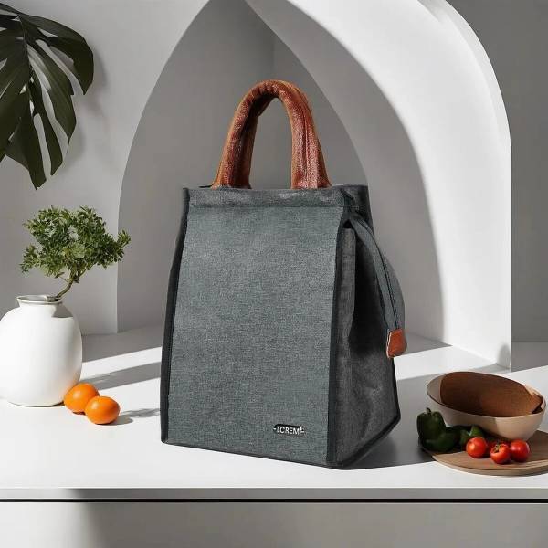 LOREM FZ-TB08 Grey Linen Insulated Lunch/Tiffin/Storage Bag Men & Women Office,School Lunch Bag