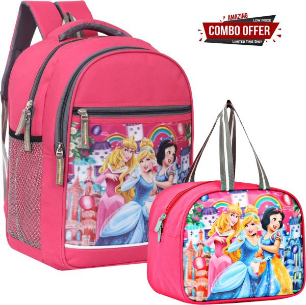 LINOX Barbie Combo School and Lunch bag Class Nursery to 2nd Waterproof School Bag