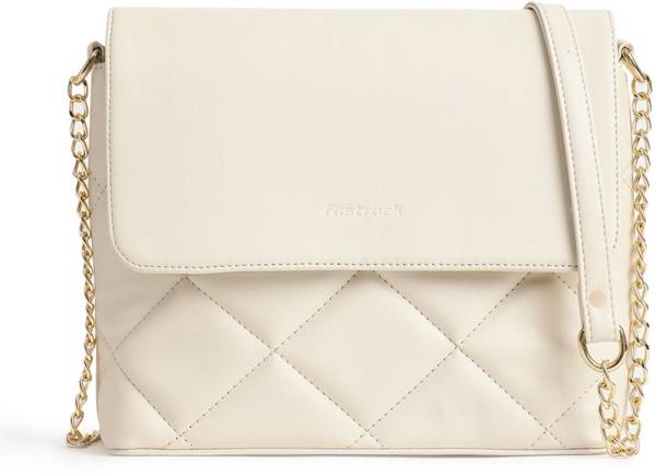 Fastrack Quilted Casual Pearl White Sling Bag Sling Bag