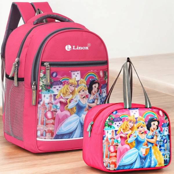LINOX BARBIE School bag & Lunch bag 16x11.5x7 inch Comfortable for NURSERY/LKG/UKG/1ST Waterproof School Bag