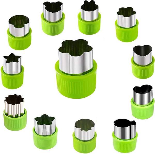 TAPAHPRIYAY 12Pcs Shapes Set, Stainless Steel Fruit Cutter Cookie Cutter