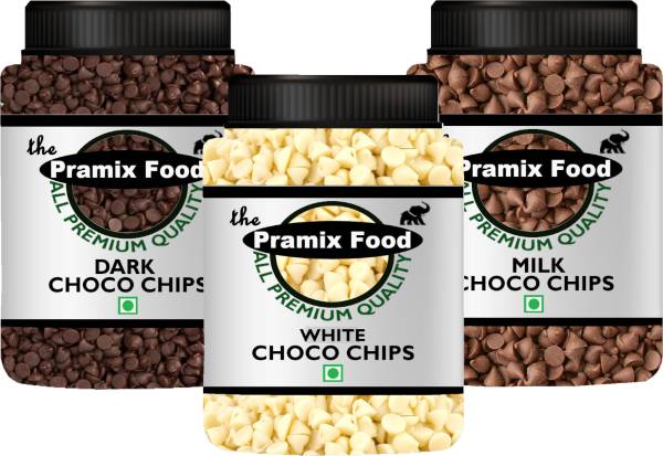 Pramix Chocolate Chips Combo of White, Dark & Milk Choco Chips (Eack Pack 100gm) - 300g Chips