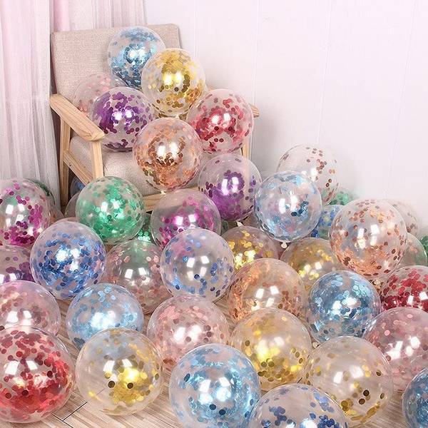 SOI Solid Multicolor Confetti Balloons For Decoration Birthday, Baby Shower, Wedding Party Balloon
