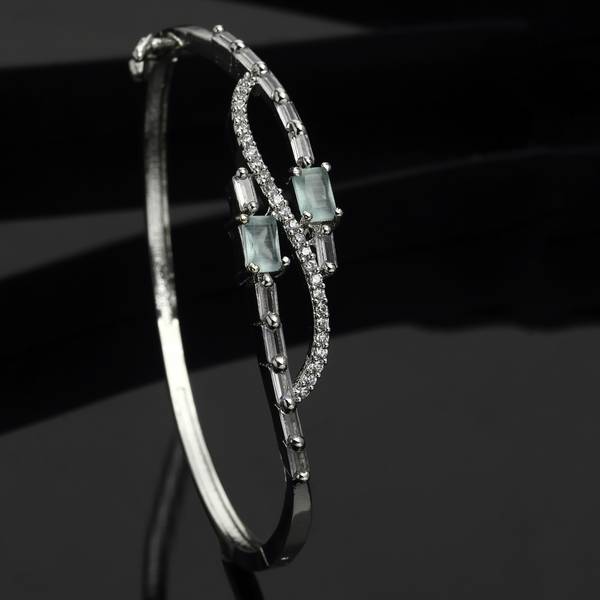 ZENEME Brass Cubic Zirconia Rhodium Bracelet