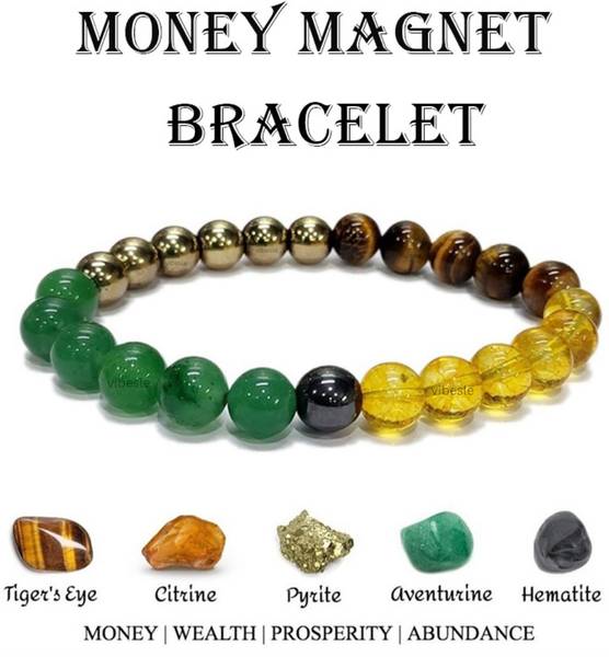 VIBESLE Pyrite, Citrine + Golden, Golden Pyrite, Crystal, Tiger's Eye, Green Jade Crystal Bracelet
