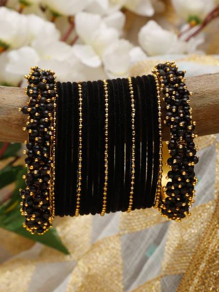 Shining Diva Alloy Beads Gold-plated Bangle