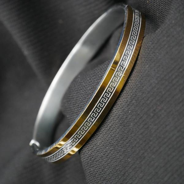 Antico Stainless Steel Gold-plated, Sterling Silver Kada