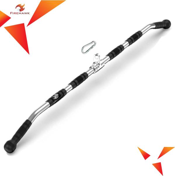 Firehawk LAT Bar 48 Inch Cable Attachment with Rubber Hand grips, Deluxe Heavy Duty Solid Multi-training Bar