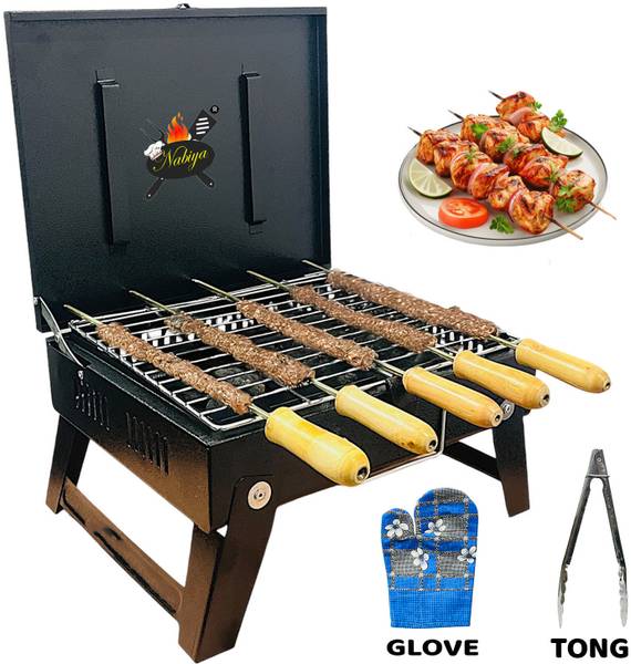 Nabiya ChromiumPlatedBarbecueGrillNetBasketWithWoodenHandle Charcoal Grill
