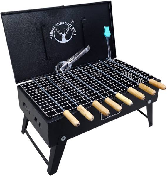 HANGUL BriefcaseFoldingBarbequeGrill,8Skewer,1Grill,1Tong,1brush8skewer's Charcoal Grill Charcoal Grill