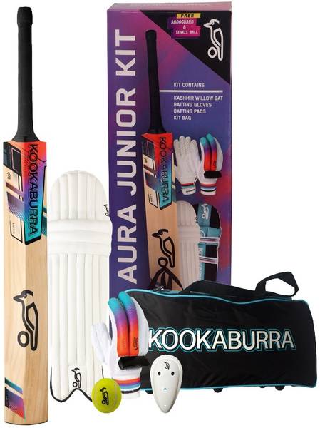 KOOKABURRA Aura Pro 9.0 Junior Cricket Kit Without Helmet, Size-5 Kashmir Willow Cricket Bat For 8 Yrs