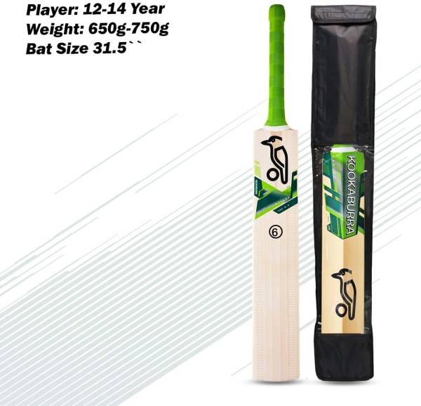 Pro Game Kookaburra Wooden for 12-14 Years Boys with Bag Poplar Willow Cricket Bat Size-6 Poplar Willow Cricket Bat For 11 - 13 Yrs