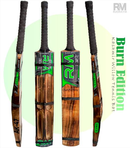 RUDRAYM RM Kashmiri Burn Edition AK-47 Hard Tennis Ball Four Scoop Double Blade Kashmir Willow Cricket Bat
