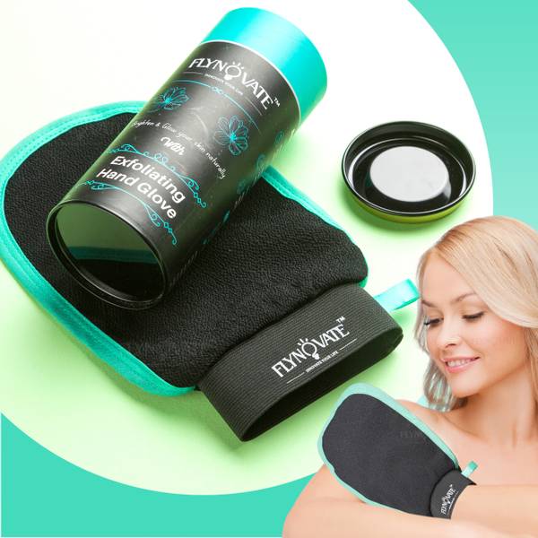 FLYNOVATE Exfoliating Gloves for Dead Skin Remover - Exfoliator to Remove Ingrown Hair
