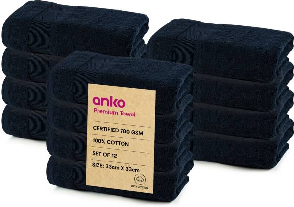 anko Cotton 700 GSM Australian 100% Cotton - Navy Blue , 33 x 33 cm Face Towel Set