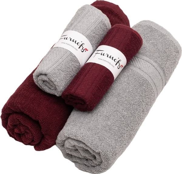 Furnofy Cotton 450 GSM Bath, Hand Towel Set