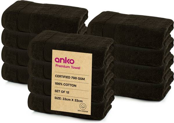 anko Cotton 700 GSM Australian 100% Cotton - Ebony Grey , 33 x 33 cm Face Towel Set