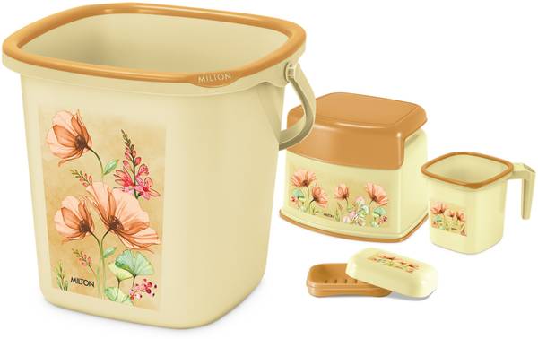 MILTON Swish Senior 4 Piece Bathroom Set, Bucket with Stool, Mug & Soup Case, 25 L Plastic Bucket