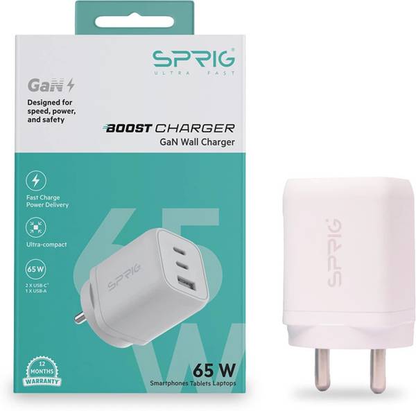 Sprig 65 W GaN 3.25 A Wall Charger for Mobile