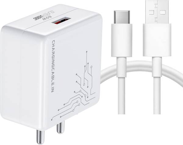 ChargingCable.in 80 W SuperVOOC 7.3 A Wall Charger for Mobile with Detachable Cable