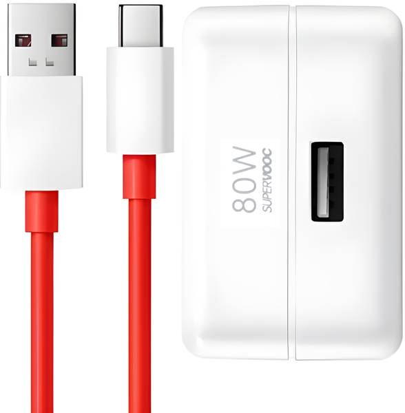 Sthetik 80 W SuperVOOC 6 A Wall Charger for Mobile with Detachable Cable
