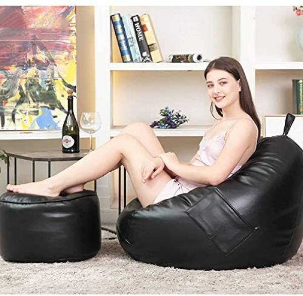 GIGLICK XXXL Faux Leather Bean Bag & Footrest Filled with Beans Bean Bag  Chair With Bean Filling - Price History