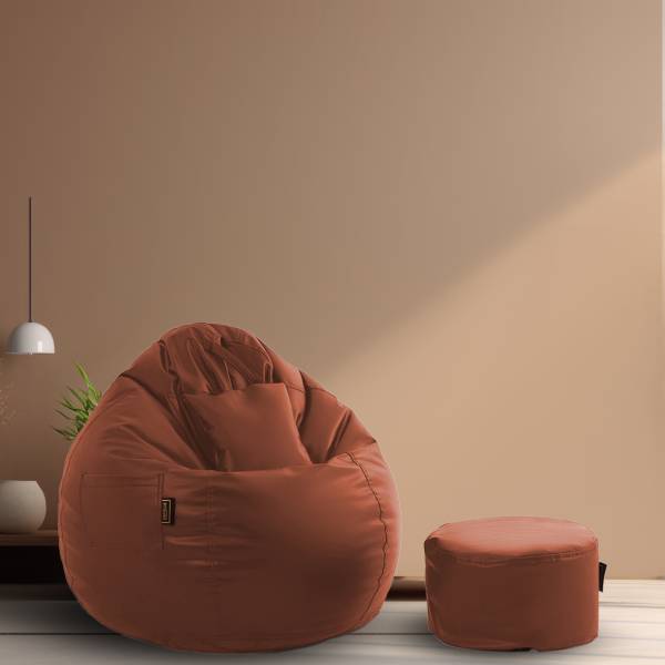 Seventh Heaven XXXL Filled Bean Bag with Cushion and Footrest - Scratch Resistant Premium Leatherite Bean Bag Chair With Bean Filling