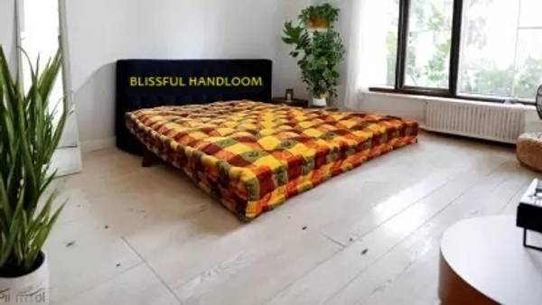 BLISSFUL HANDLOOM Soft Multicolour 6X4ft / Gadda 5 inch Double Cotton Mattress