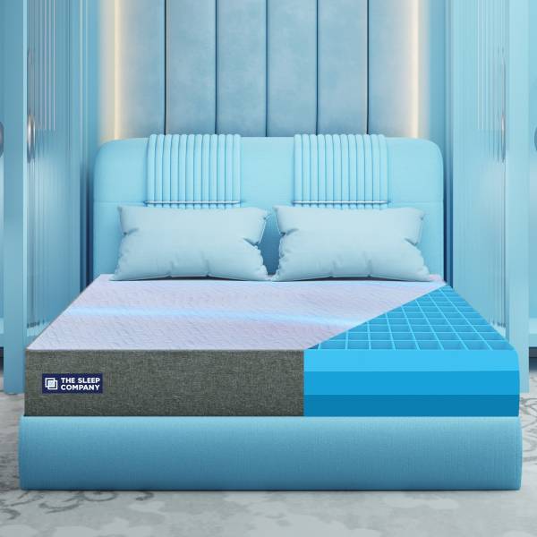 The Sleep Company SmartGRID Luxe SnowTec- 4-6 Degree Cooler Luxury Comfort with Plush Soft Feel| 8 inch Double High Density (HD) Foam Mattress